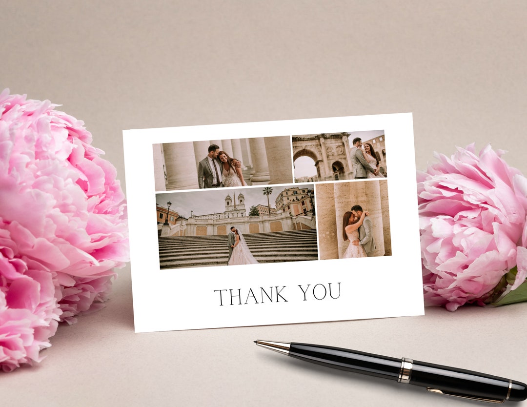Thank You Card Template, 5x3.5, Photo Wedding Thank You Cards ...
