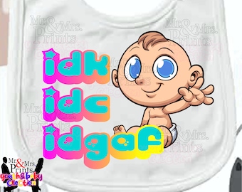 Babero bebé muselina / Baberos estampados "Baby Don't Care" / Babero unisex niño niña / Babero de algodón muselina orgánico