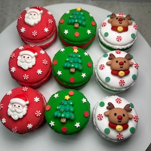 3 Fake Christmas Macaroons  | Fake Santa Macaroons | Fake Rudolph Macaroons | Fake Christmas Cookies | Christmas Tier Tray Decor