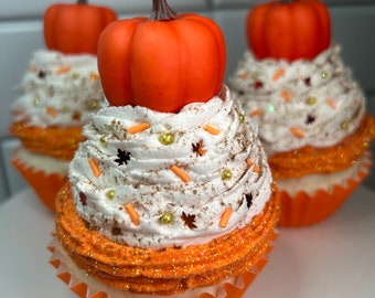 Fake Pumpkin Cupcake | Fake Pumpkin Spice Cupcake | Fake Fall Cupcake | Pumpkin Tier Tray Decor | Fake Fall Dessert | Pumpkin Cupcake