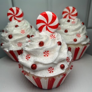 Fake Peppermint Cupcake | Fake Peppermint Swirl Cupcake | Fake Candy Cane Cupcake | Fake Christmas Cupcake | Faux Peppermint Cupcake |