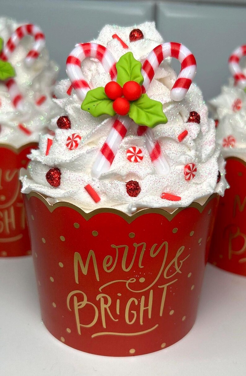 Fake Candy Cane Cupcake Fake Christmas Cupcake Fake Holly Berry Cupcake