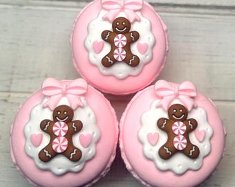 Fake Pink Gingerbread Macaroons | Fake Pink Christmas Macaroons | Fake Gingerbread Cookies | Pink Christmas Decor | Fake Christmas Cookies