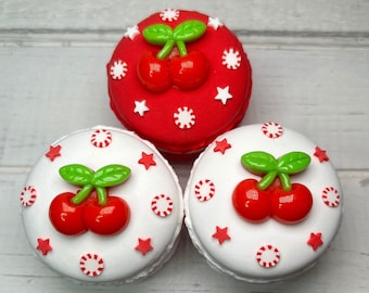 Fake Cherry Macaroons | Fake Cherry Cookies | Fake Bing Cherry Macaroons | Cherry Tier Tray | Fake Cherry Pie | Cherry Decor | Fake Macaroon