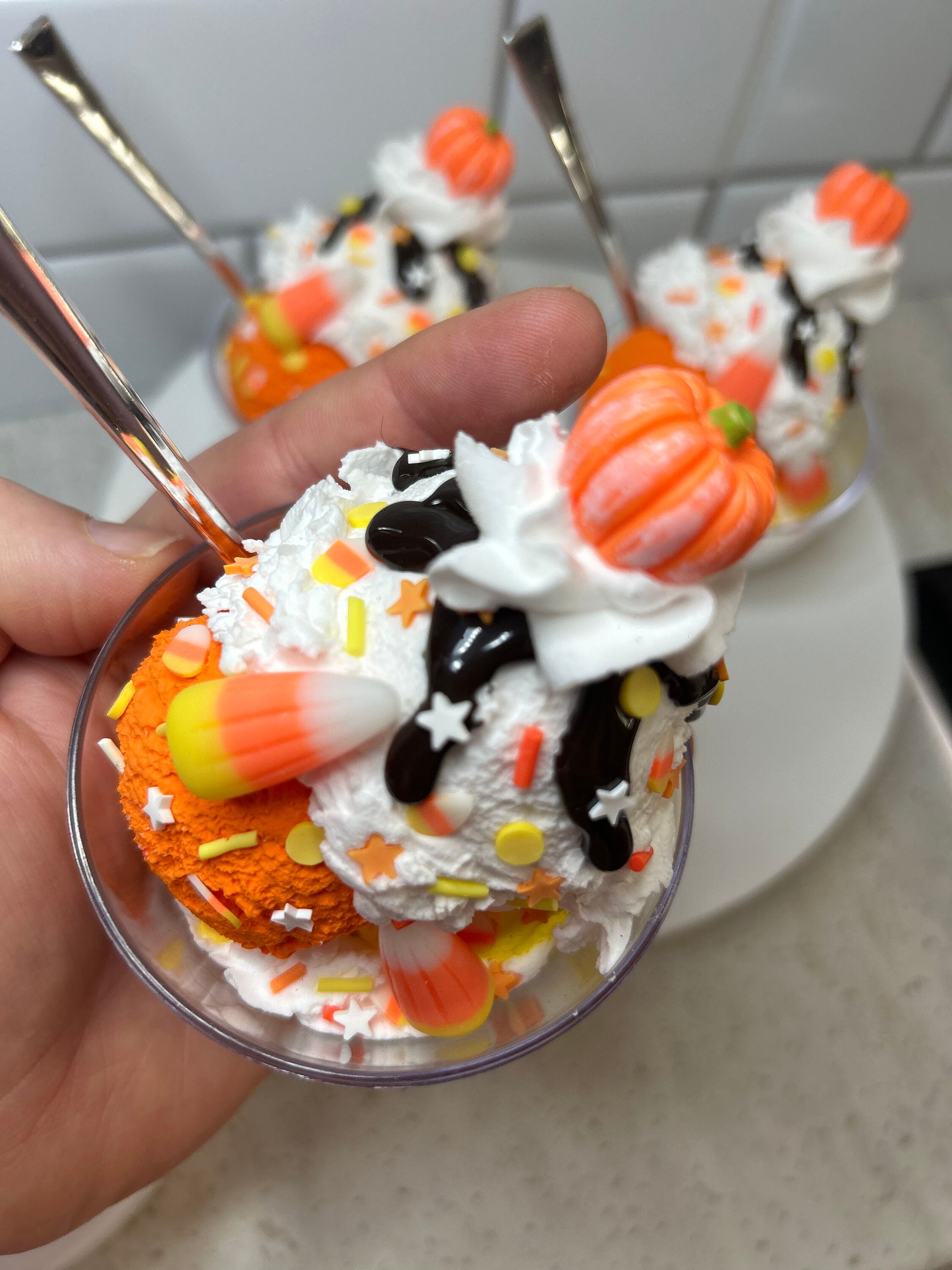 Fake Candy Corn Ice Cream Sundae | Fake Halloween Ice Cream Sundae ...