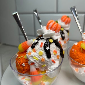 Fake Candy Corn Ice Cream Sundae | Fake Halloween Ice Cream Sundae ...