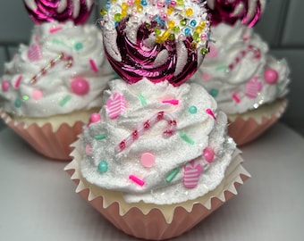 Fake Candyland Cupcake | Fake Pink Candy Land Cupcake | Candy Land Decor | Fake Christmas Cupcake | Fake Pink Lollipop Cupcake | Pinkmas