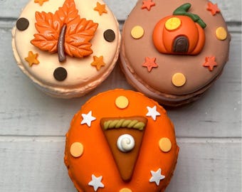 Macarons falsos de otoño / Macarons falsos de calabaza / Macaron falso de hoja / Macaron falso de pastel de calabaza / Galletas falsas de otoño