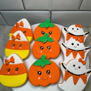 Fake Halloween Cookie Set | Fake Pumpkin Cookies | Fake Candy Corn Cookies | Halloween Decor | Halloween Tier Tray | Halloween Cookies