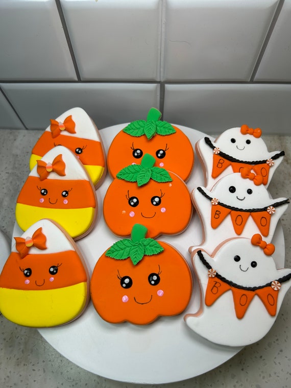 Fake Halloween Cookie Set | Fake Pumpkin Cookies | Fake Candy Corn Cookies | Halloween Decor | Halloween Tier Tray | Halloween Cookies