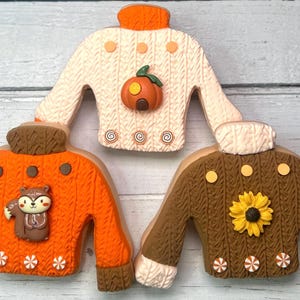 Fake Fall Sweater Cookies | Fake Fall Cookies | Fake Pumpkin Cookie | Fake Sunflower Cookie | Fall Tier Tray | Fake Cozy Sweater Cookies