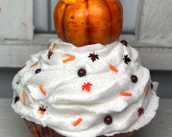 Fake Fall Pumpkin Cupcake | Fake Fall Cupcake | Fake Sunflower Cupcake | Faux Pumpkin Cupcake | Fall Pumpkin Decor | Fall Tier Tray