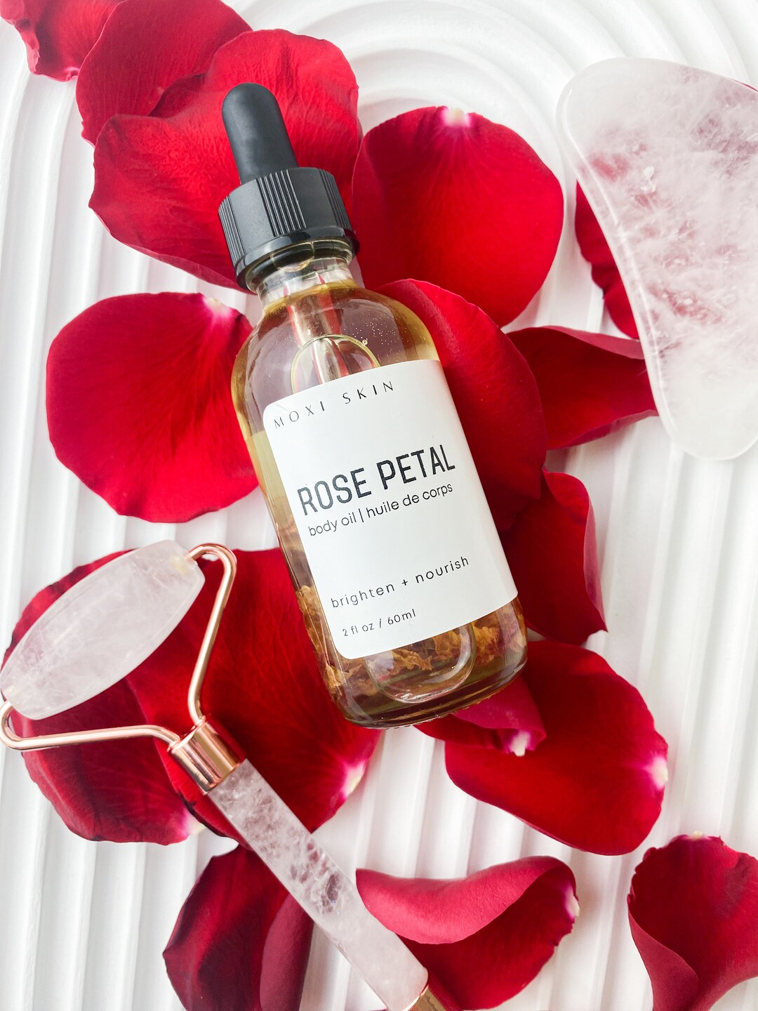 Rose Petal Infused Body Oil Organic Facial Oil for Dry Skin Massage Oil