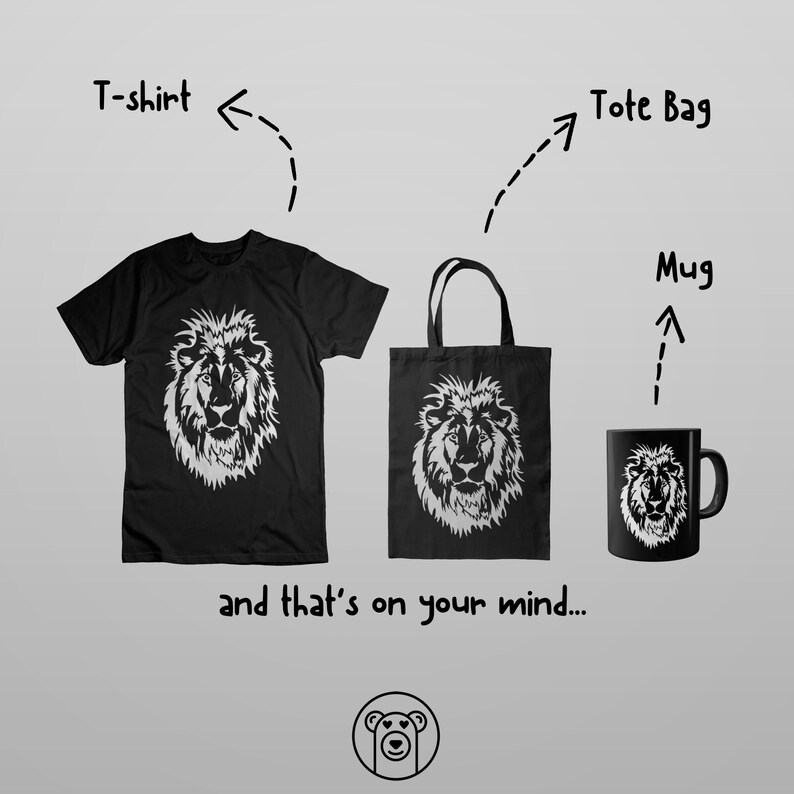 Lion Head Svg, Lion Svg, Lion Face Svg, Lion Silhouette, Lion Stencil