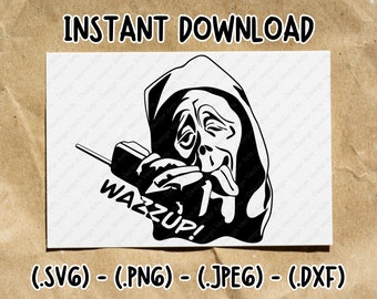 Filme de terror Wazzup Svg, Scream Face Svg, Wazzup Svg, Ghost Face Svg, Scream Svg, Clipart assustador, Wazzup Clipart, Filme de terror Png, Horror Svg
