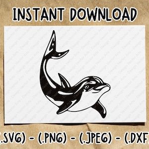 Delfin SVG, png, dxf, jpg, Delfin Clipart, Digitaler Download, Delfin Silhouette, SVG-Dateien für Cricut, Meerestiere SVG, Fisch SVG, Vektor