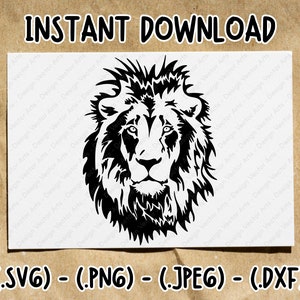 Lion Head Svg, Lion Svg, Lion Face Svg, Lion Silhouette, Lion Stencil, Lion Cricut File, Lion Sublimation, Lion Png Dxf Jpg, Safari Lion Svg