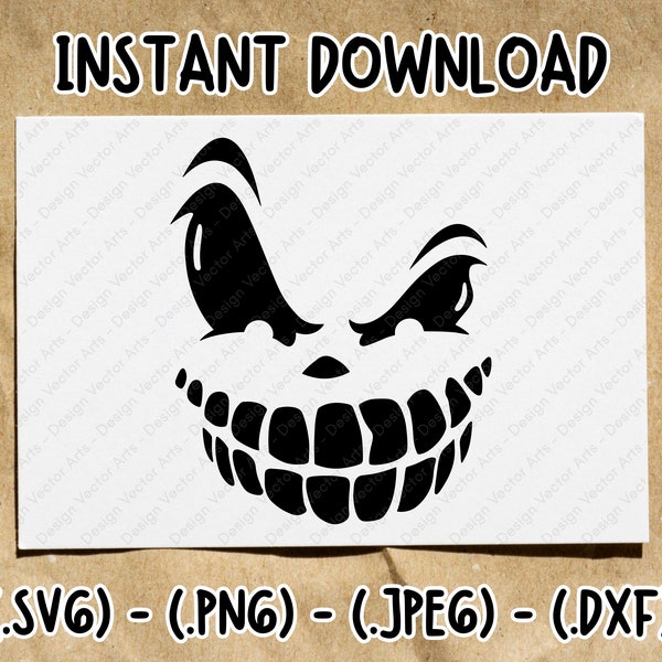 Scary Pumpkin Face SVG, Halloween Face SVG, Spooky Svg, Pumpkin Svg, Png, File For Cricut, Jack O Lantern SVG, Sublimation Designs Downloads