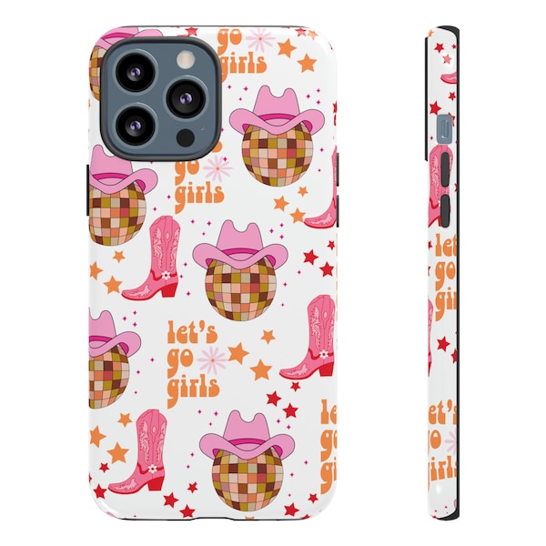 Aazon.co: IPhone 14 Pro Pastel Cowboy Hat And Boot Pattern Pink