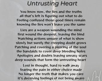 Untrusting Heart Tough Relationships Printable Poem **Digital Download**
