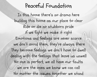 Peaceful Foundation Printable Poem Home Families Love Trust **Digital Download**