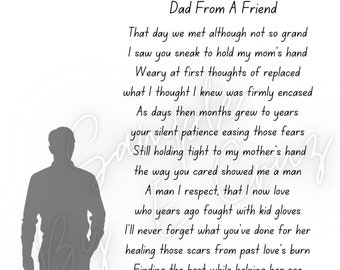 Dad From A Friend Printable Poem Father's Day Stepfather Gift