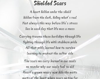 Shielded Scars Hurt Trauma Self Help Healing Printable Poem **Instant Download