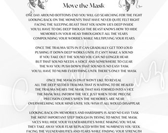 Move The Mask Addiction Sobriety Self Help Motivational Anxiety Depression Sadness Printable Poem **Digital Download**