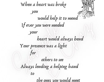 Friend Grief Sympathy Love Goodbye Bereavement Memorial Printable Poem **Digital Download**