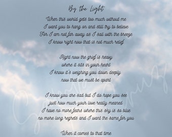 Grief Funeral Bereavement Memorial Service Sympathy Printable Poem Art *Digital Download**