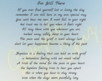 I'm Still There Printable Poem Funerals Memorials Services Grief Sadness