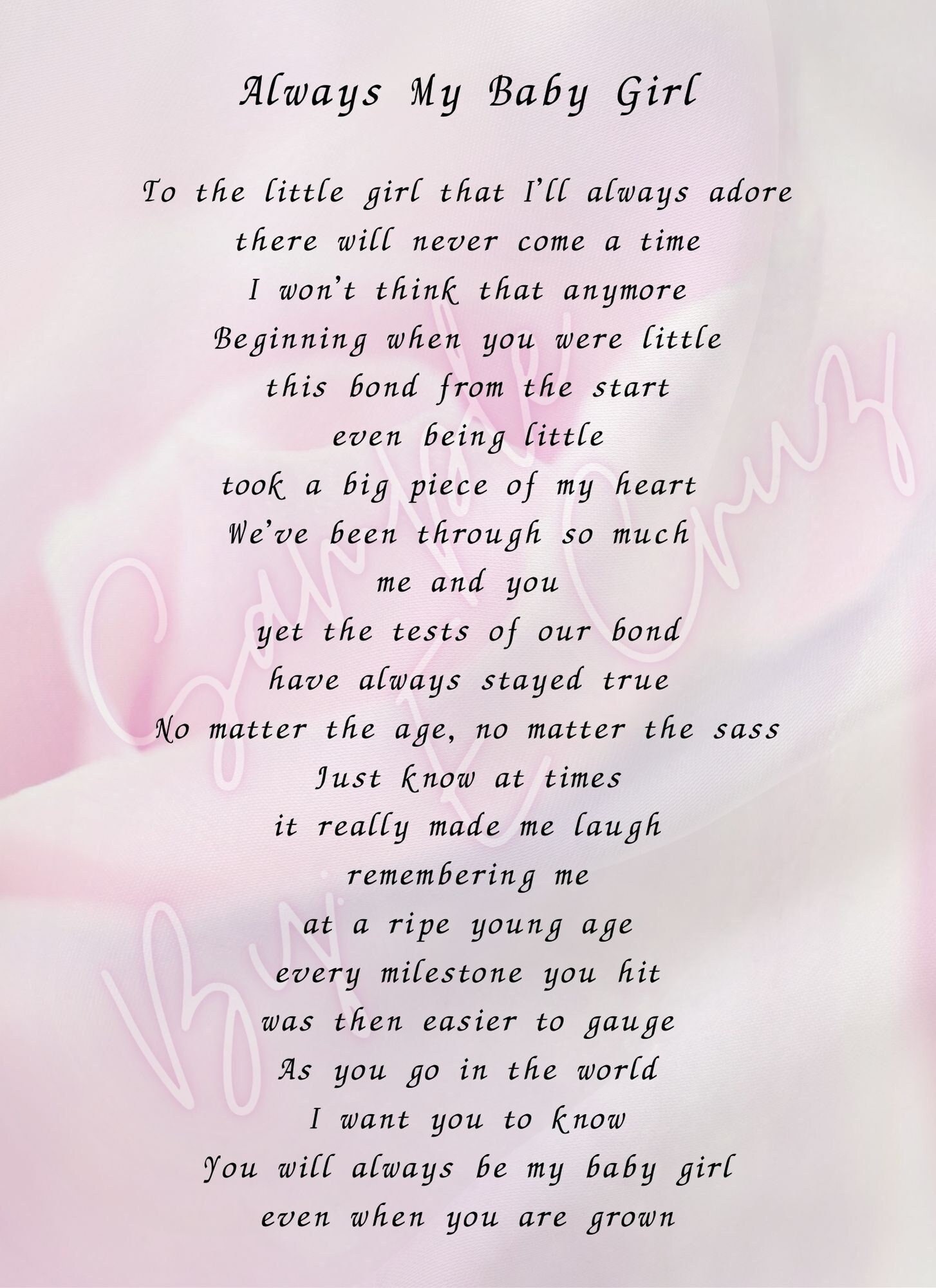 Always My Baby Girl Daughter Little Girls Mother Love Child **Digital Download**