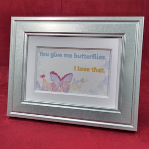 7x9 Butterflies Custom Framed Desktop for Gift - Hand Embellished 10 Color Printed Illustration - The Perfect Framed Gift For All Occasions