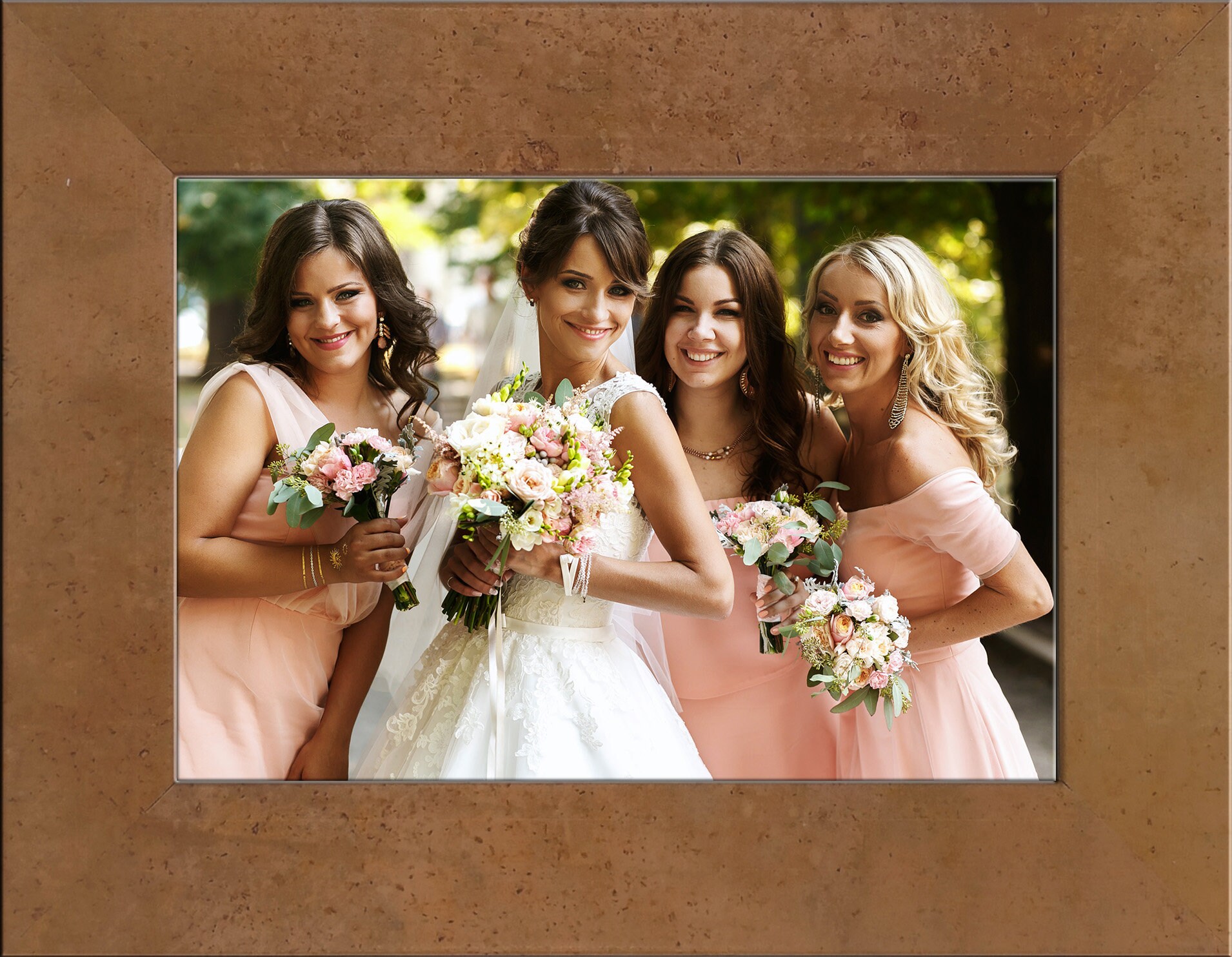 Custom made photo frames for 5x7 image includes alligator print easel