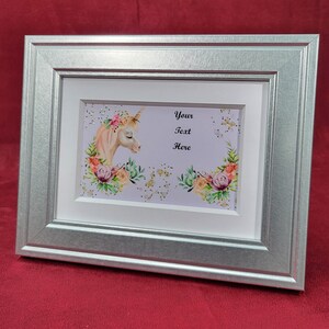 7x9 Unicorns Personalized Framed Desktop for Gift - Hand Embellished 10 Color Printed Illustration -  Perfect Framed Gift For All Occasions