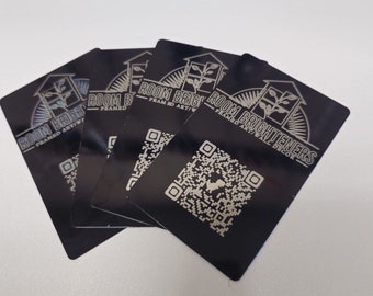 25 cartes de visite en métal personnalisées noires haute définition gravées au laser de meilleure qualité - Service de conception inclus