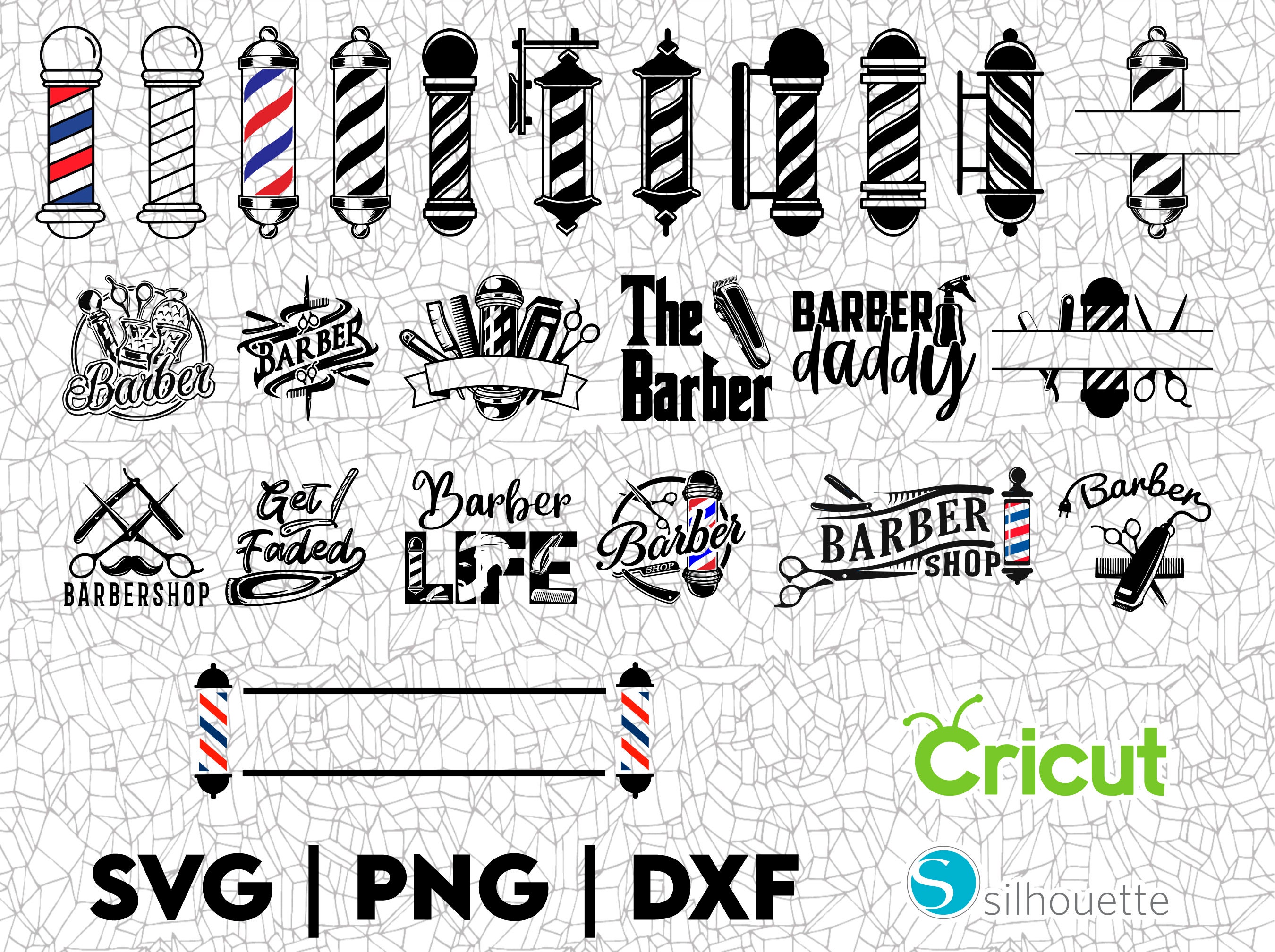 Barber SVG Design PNG DXF Great for Tshirts Hats Etsy