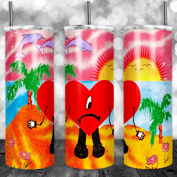 Bad Bunny Tumbler Design for 20oz Tumblers, Tumbler Wrap, Sublimation Design, Straight Can be used for Sublimation & More! Un verano sin ti