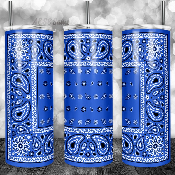 Royal Blue Paisley Tumbler Design for 20oz Tumblers, Tumbler Wrap, Sublimation Design, Can be used for Sublimation & More! Bandana Design