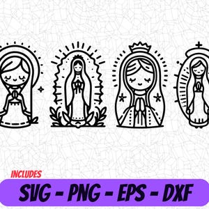 Virgencita de Guadalupe SVG Designs, Virgen de Mayo Minimalista Png Clipart