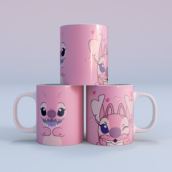Mug design Stitch, Mugs wraps - Mugs 11 oz - Sublimation Designs - Mug Template - Mug Designs - Coffee Mugs, Plantillas para taza de cafe