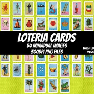 Loteria Design, 54 PNG Designs, Great for T-Shirts, Hats, Stickers, Decals, Party Decorations, Scrapbooks and more, Vinyl Cutting File