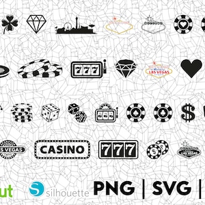 Casino SVG Files, PNG EPS, Great for T-Shirts, Hats, Stickers, Decals, Party Decorations, Scrapbooks and more, Vinyl Cutting File
