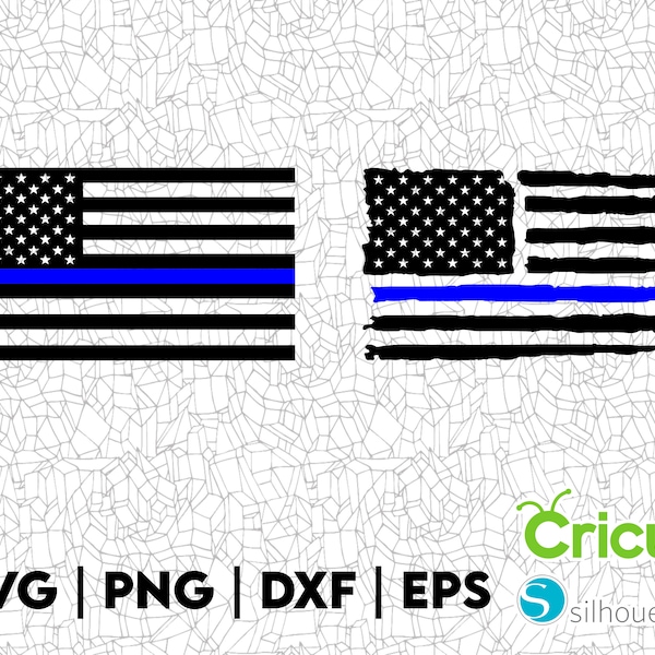 Thin Blue Line SVG Design, PNG DXF, Great for T-Shirts, Hats, Stickers, Decals, Party Decorations, Scrapbooks and more, Vinyl Cutting File