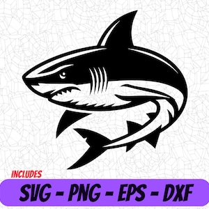 Shark SVG Design, Sublimation PNG Image, Great for T-Shirts, Stickers, Decals, Party Decorations, Scrapbooks, Vinyl Cut File, Shark Logo