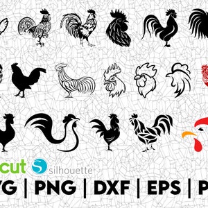 Design de galo SVG, PNG DXF, ótimo para camisetas, chapéus, adesivos, decalques, decorações de festa, álbuns de recortes e muito mais, arquivo de corte de vinil