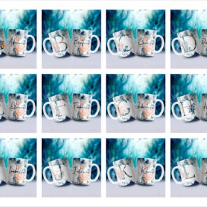 Sublimation Mug Wrap Bundle | Alphabet Digital Wraps for 11oz, 12oz & 15oz Coffee Cups | Plantillas Para Sublimacion | Includes A-Z in Jpg