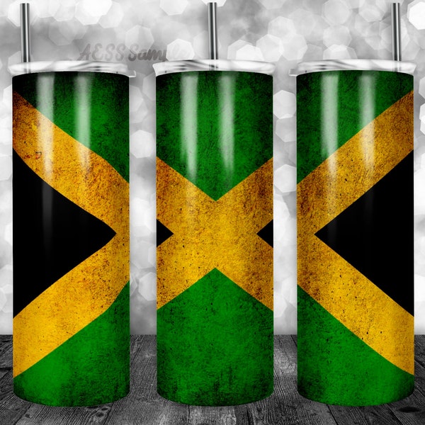 Gobelet jamaïcain pour gobelets 20 oz, emballage pour gobelet, sublimation, peut être utilisé pour la sublimation et plus encore ! Drapeau de la Jamaïque