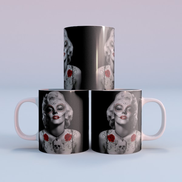 Marilyn Mug Design, Mug Wraps, 11oz Mugs, Sublimation Designs, Mug Template, Coffee Mugs, Plantillas para taza de cafe, Cool Mug Design