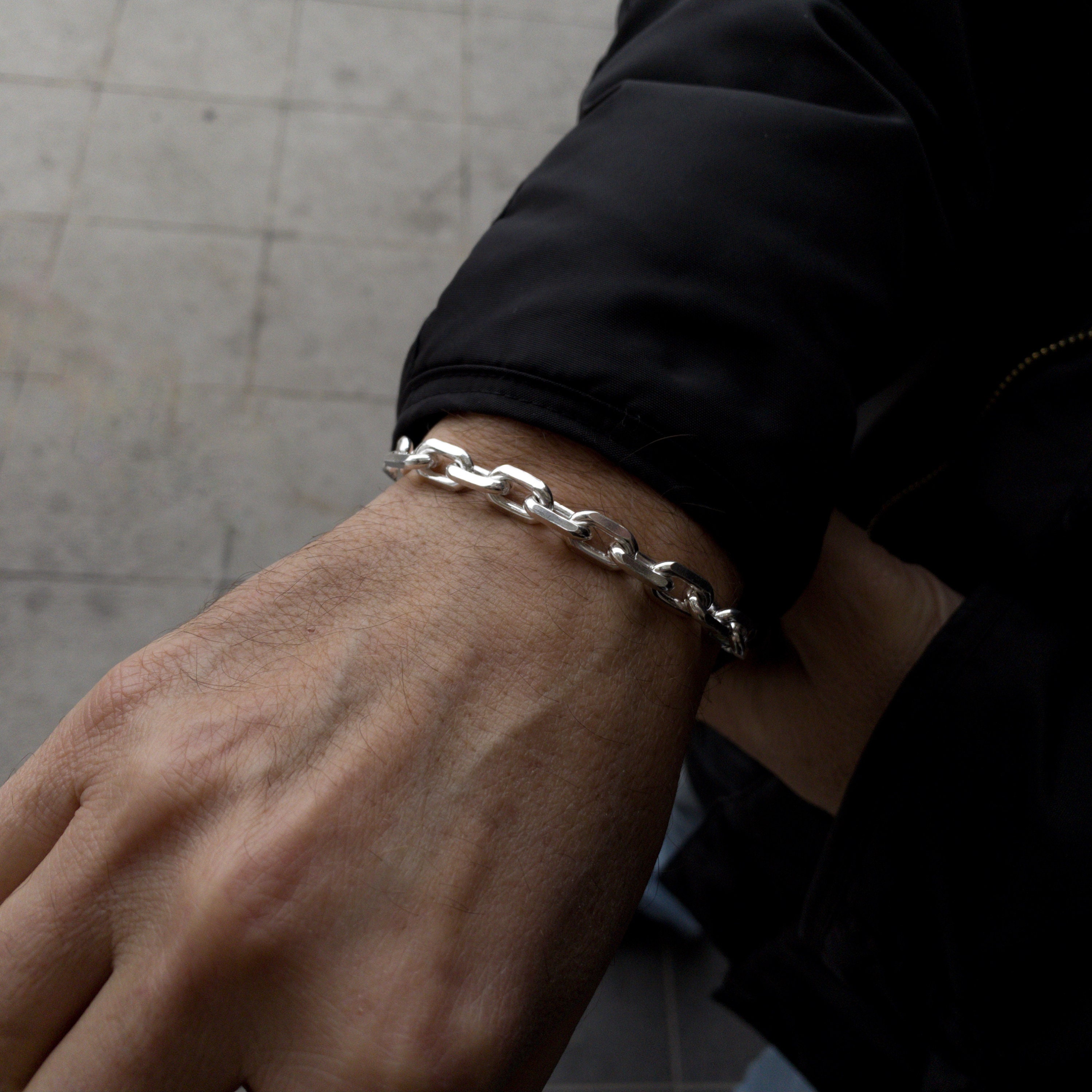 İtalian Anchor Chain Bracelet, Chain Men's Bracelet, Silver Chain Bracelet, Big Chain Men Gift, Gift for Men, Gift for Boy, Cable Chain